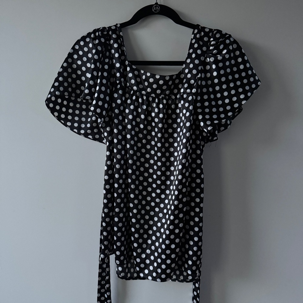 Style & Co. Black and White Polka Dot Blouse